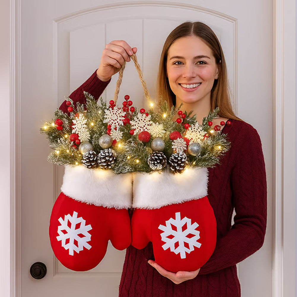 Christmas Glove Wreath – Festive Door & Window Decoration
