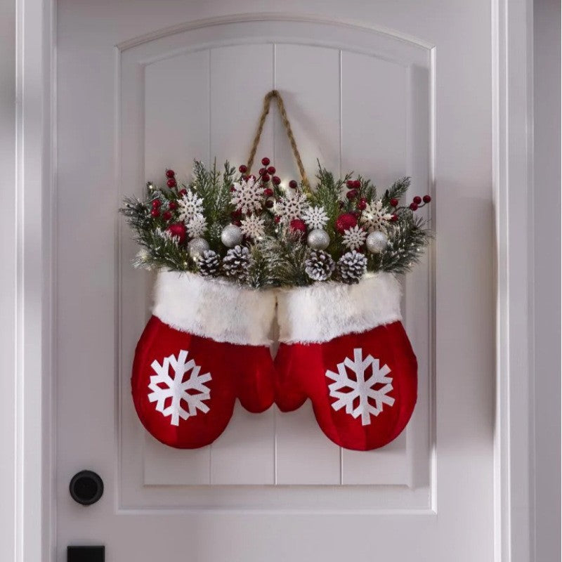 Christmas Glove Wreath – Festive Door & Window Decoration