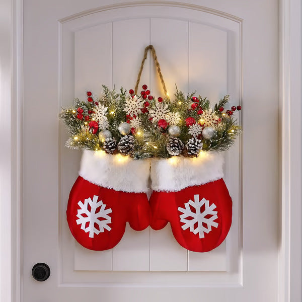 Christmas Glove Wreath – Festive Door & Window Decoration